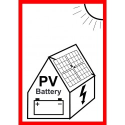 Hinweisschild Photovoltaikanlage Battery